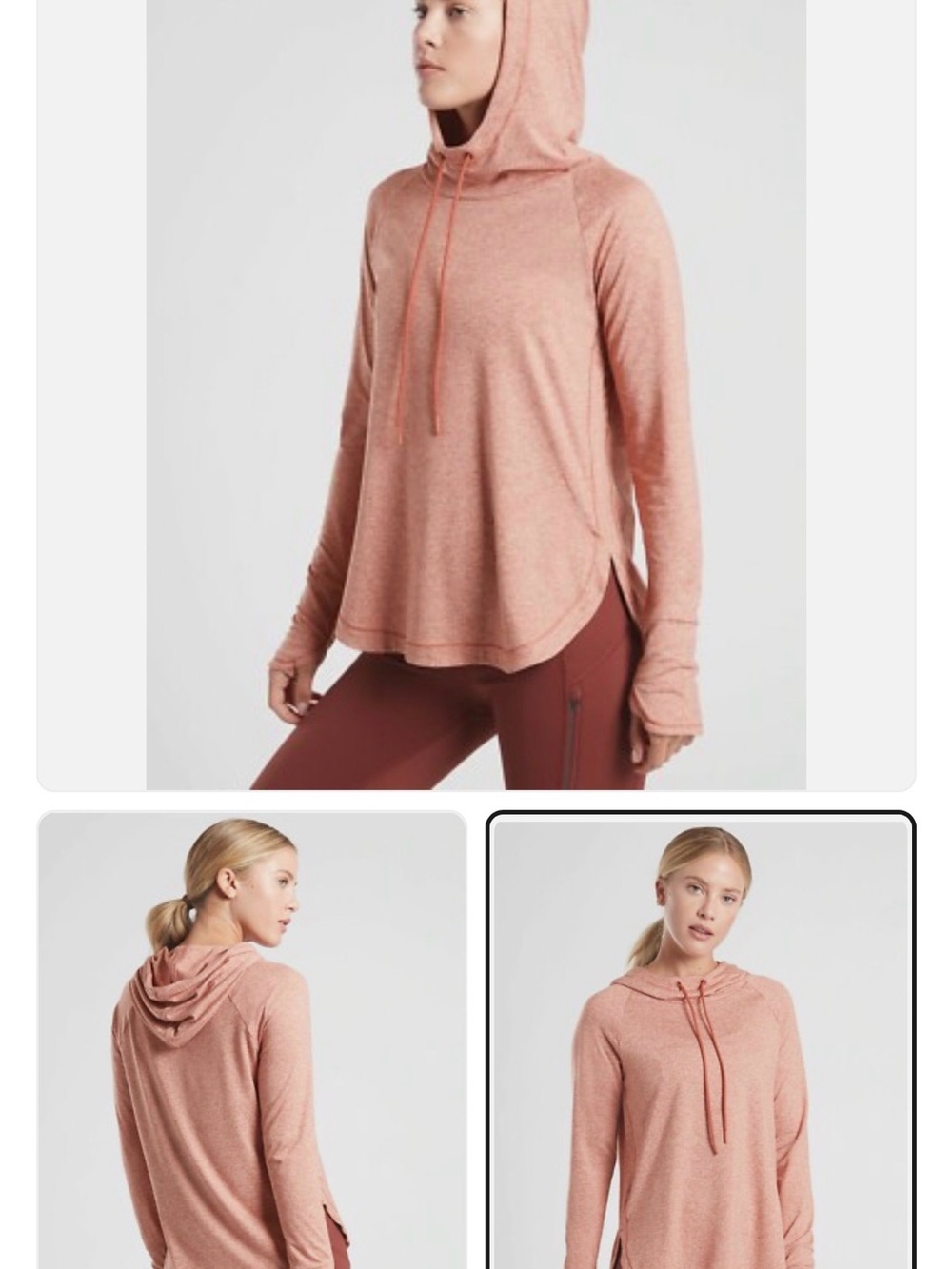Athleta Lightweight Hooded Long-Sleeve Top — Dusty Peach